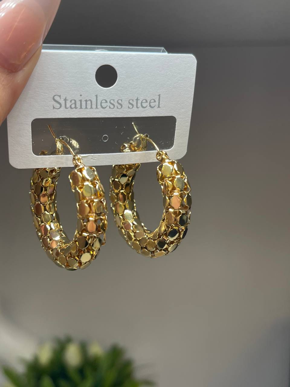 Honeycomb Gold Hoops