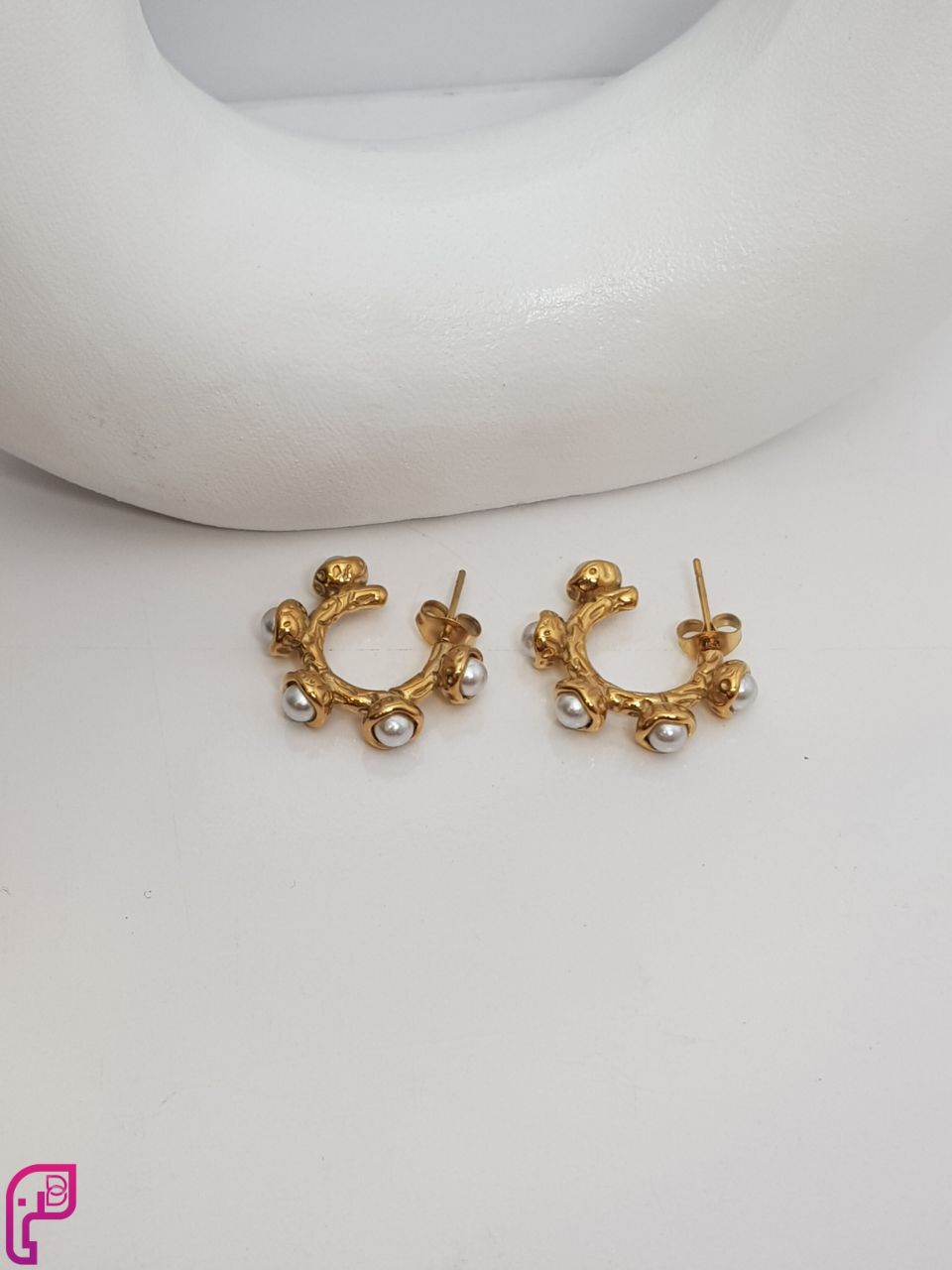 Pearl Accent Hoop Earrings