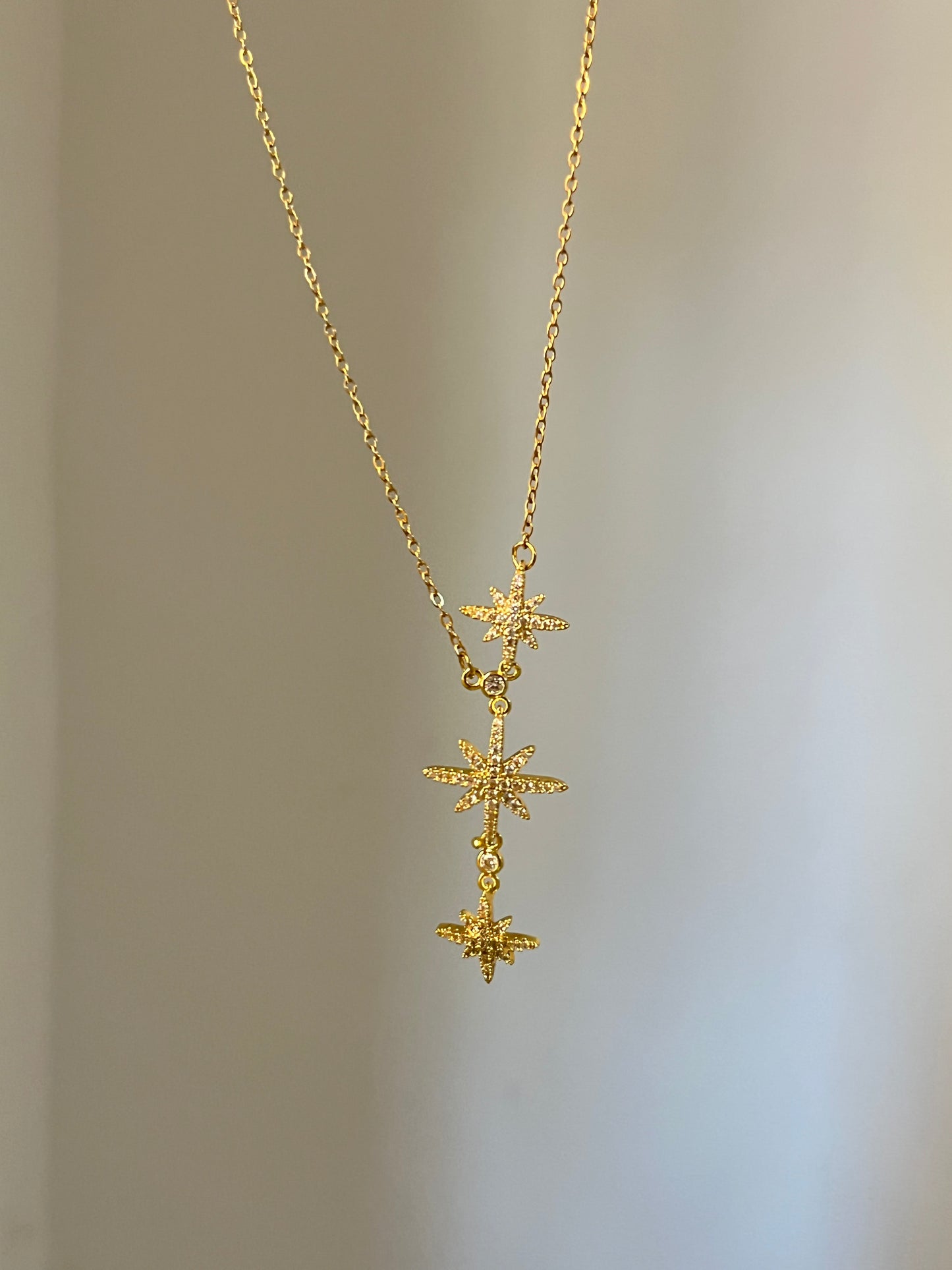 Three Star Drop Necklace