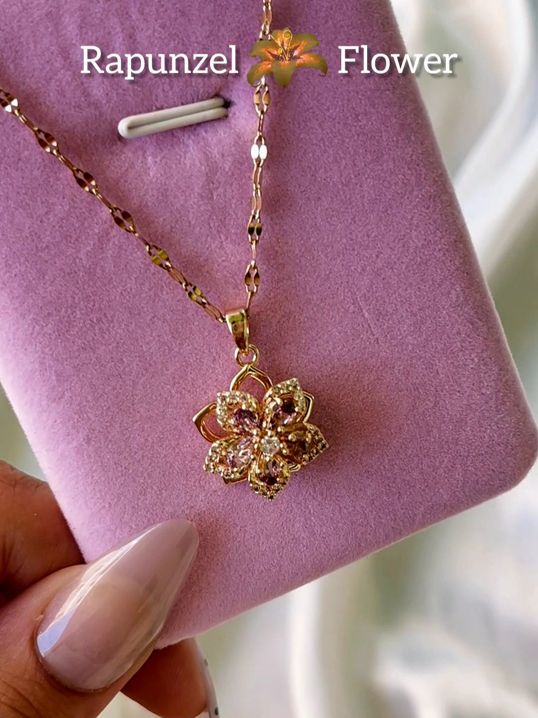 Princess Rapunzel Spinning Flower Necklace