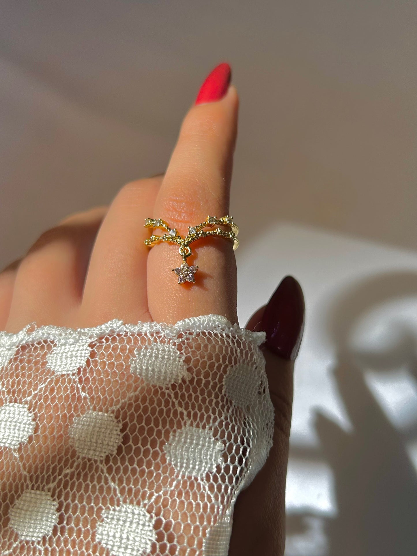 Celestial Star Dangle Ring