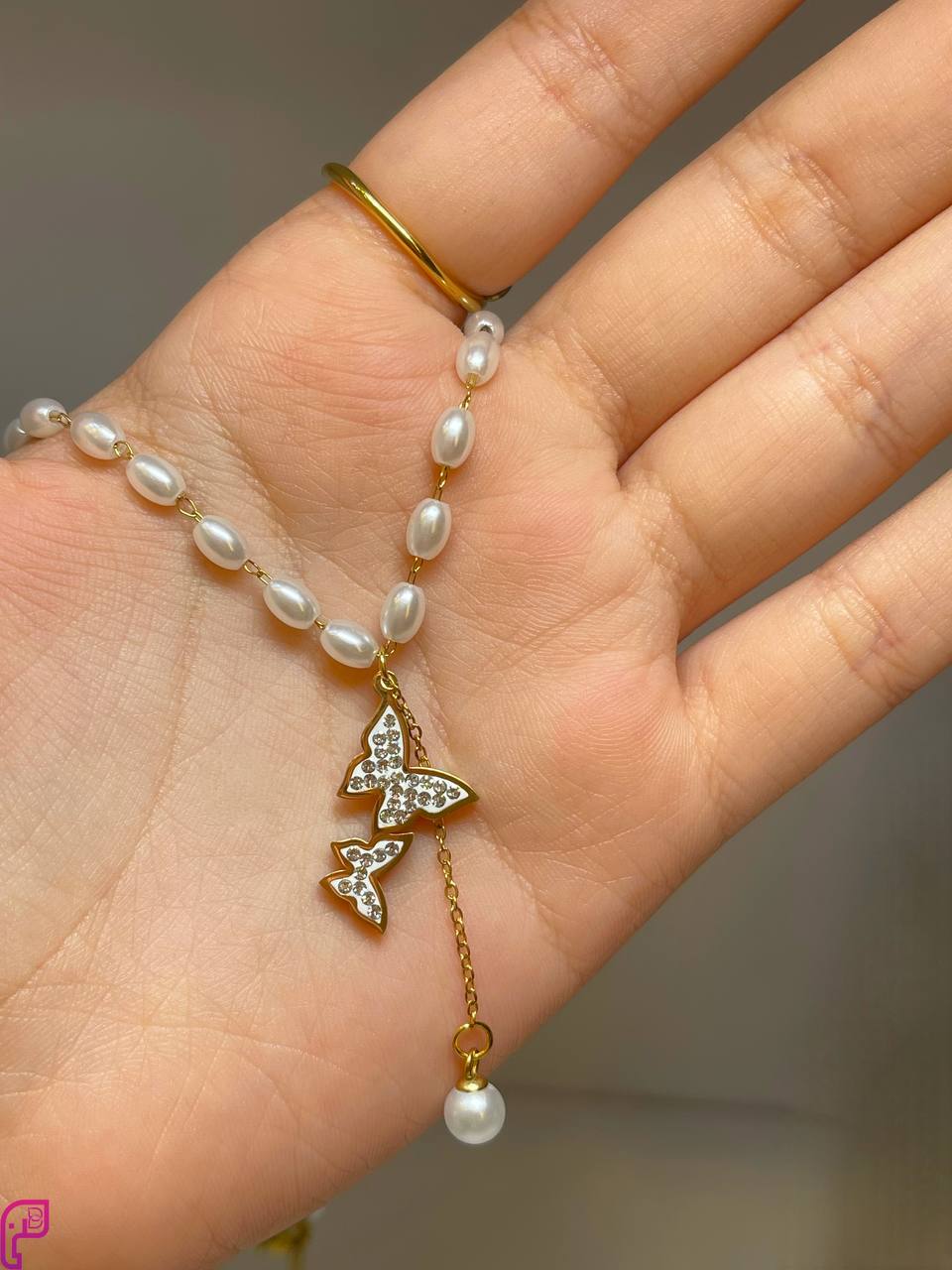 Pearl Whisper – Butterfly Pendant Necklace