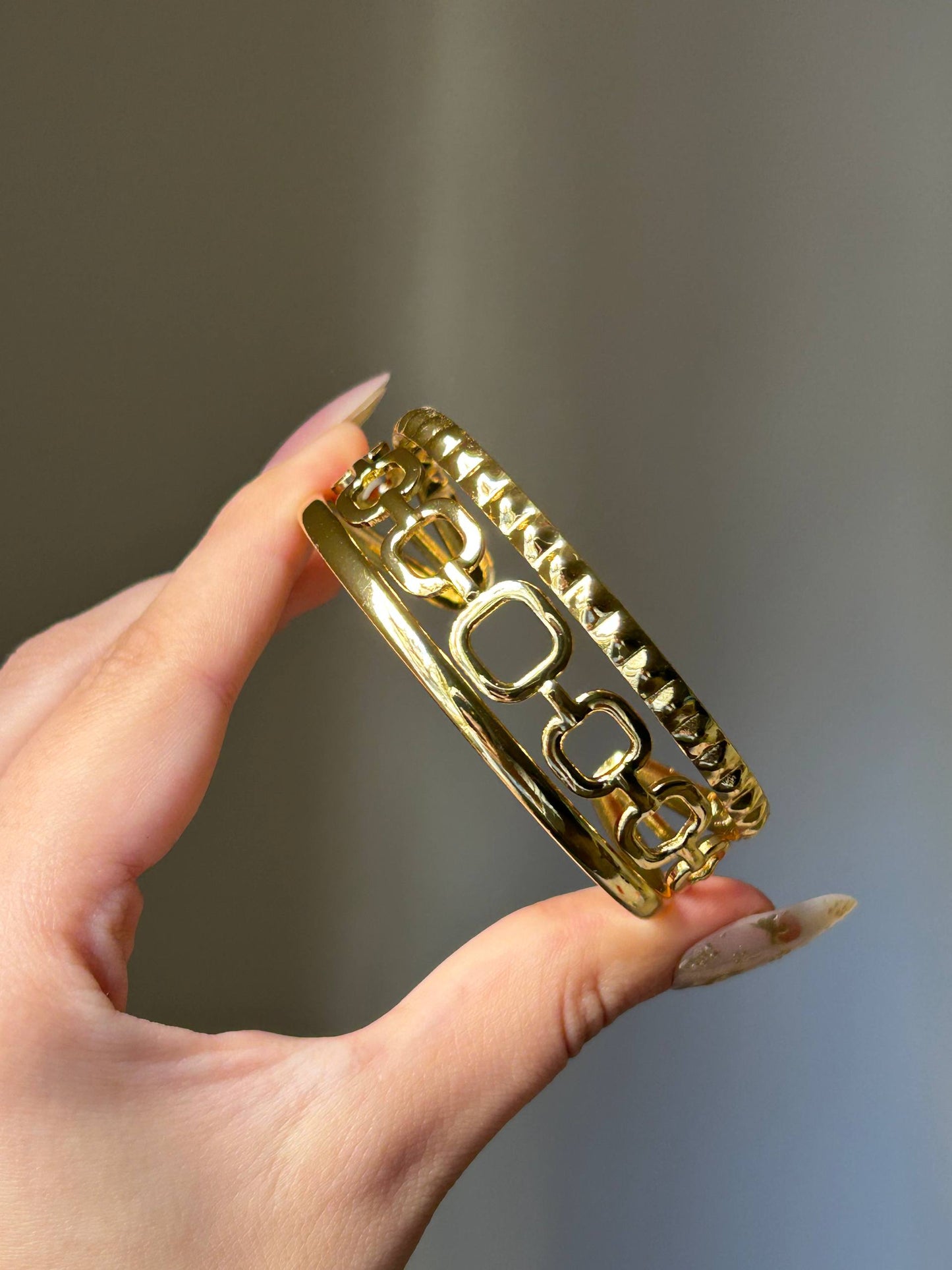 Golden Trio Layered Bangle