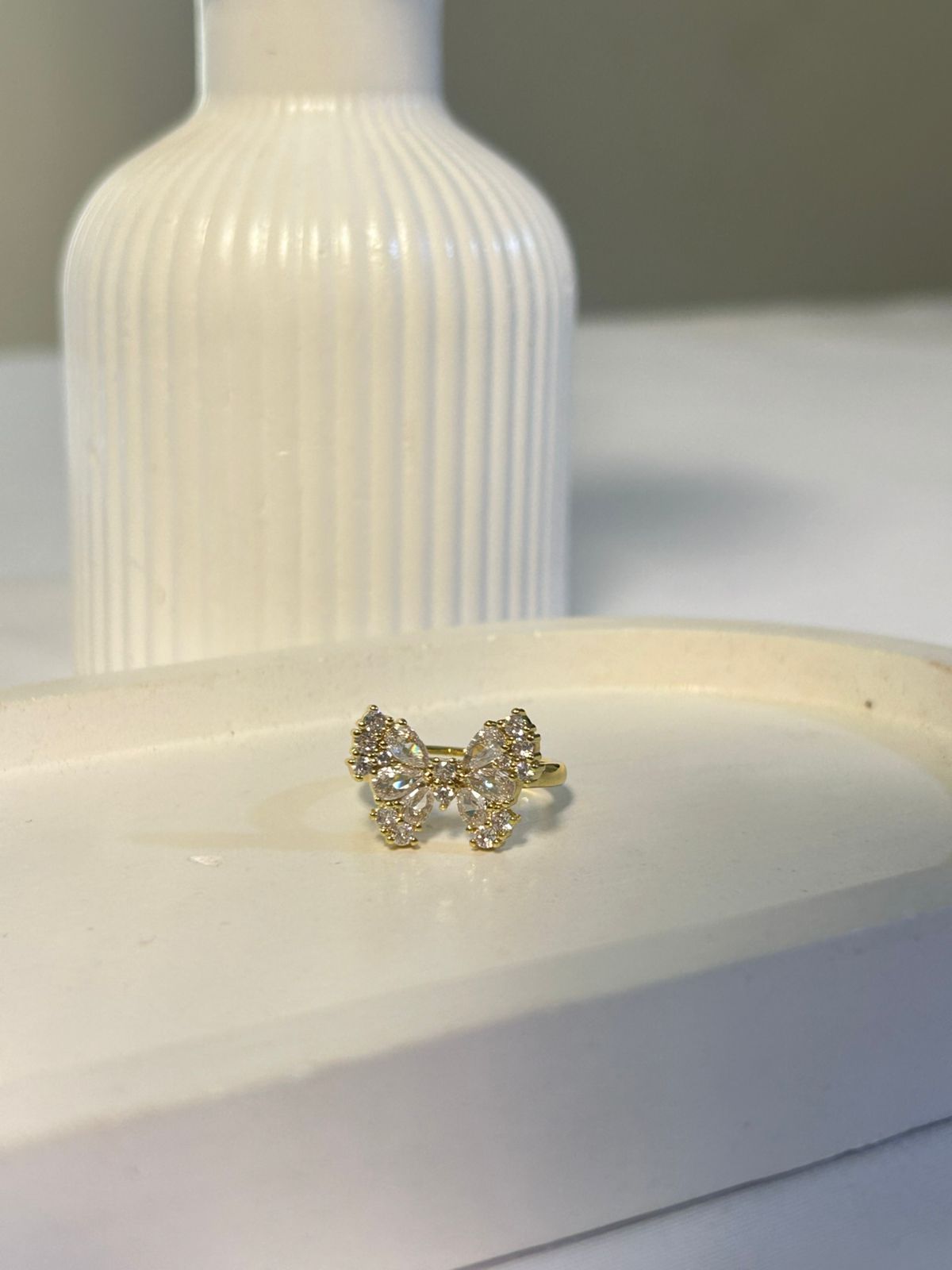 Radiant Zircon Butterfly Ring