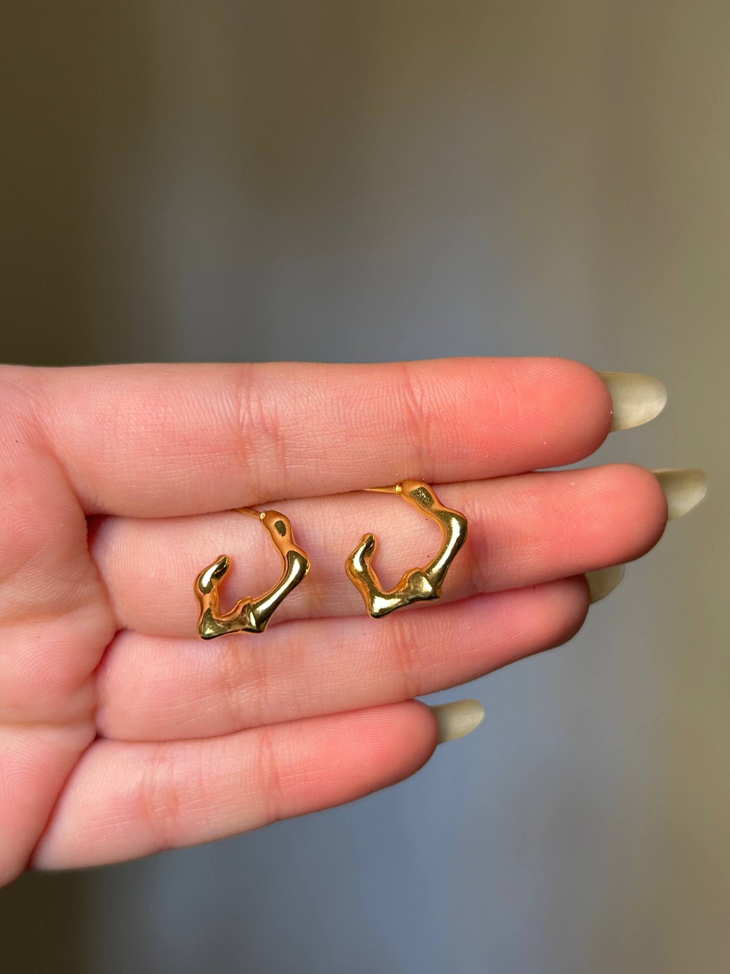 Golden Molten Wave Hoops