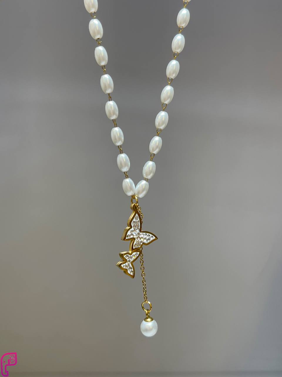 Pearl Whisper – Butterfly Pendant Necklace