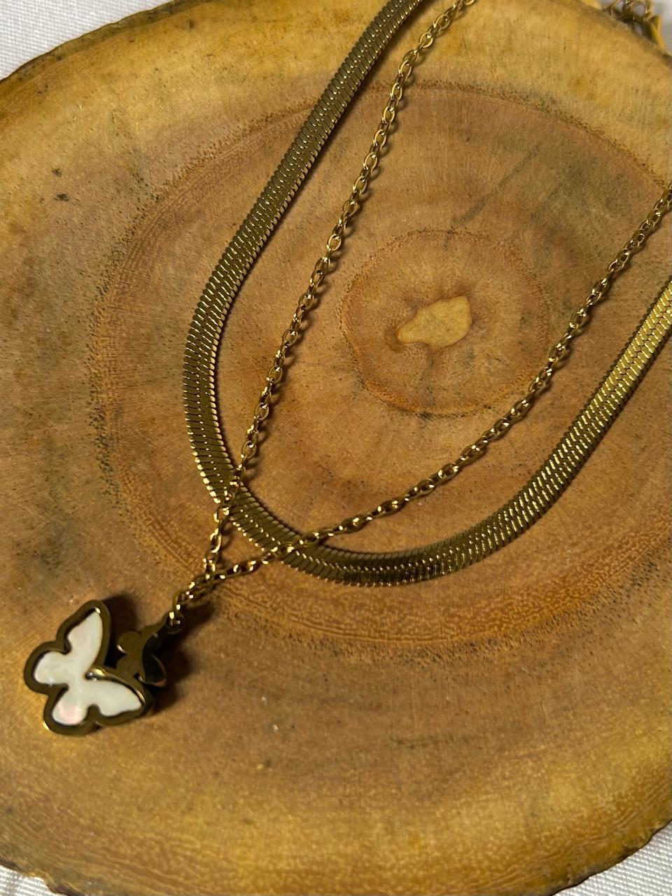 Iridescent Butterfly Layered Anklet