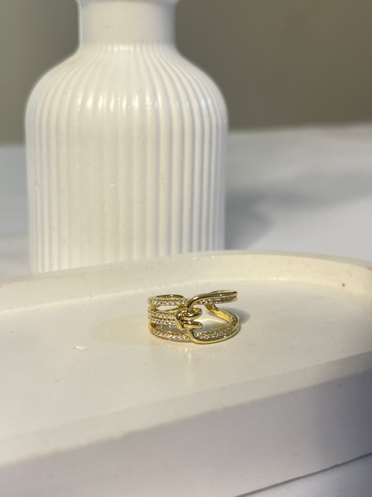 Sophisticated Knotted Zircon Ring