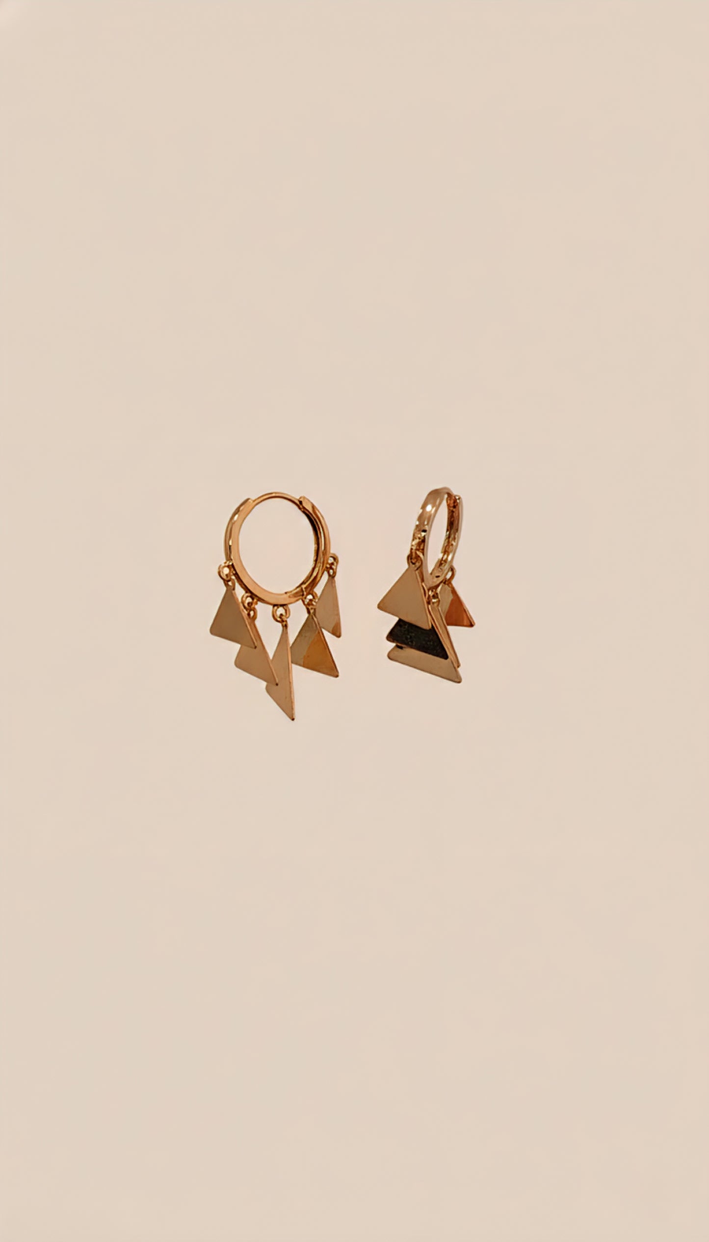 Golden Pyramid Charm Hoops