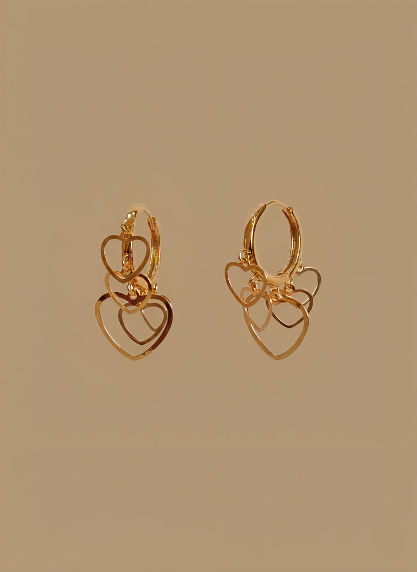 Triple Heart Charm Hoops