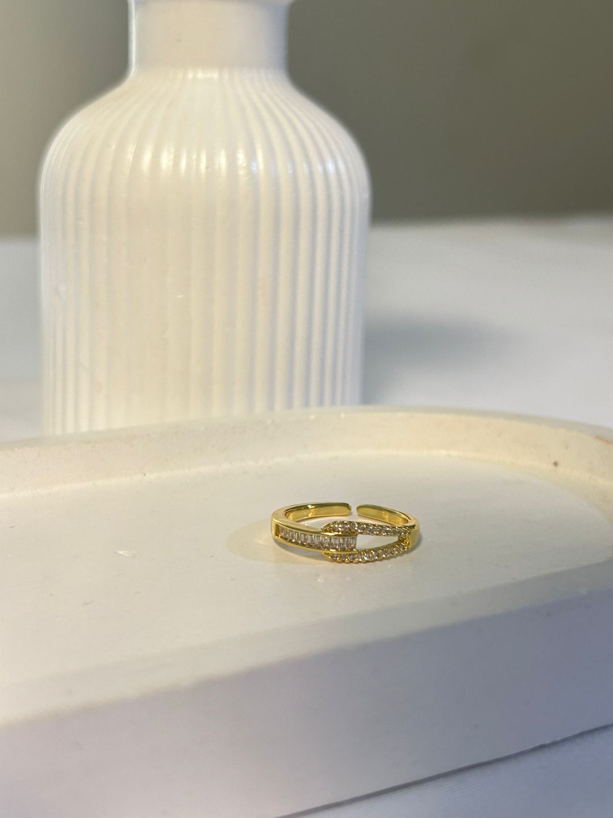 Geometric Elegance Zircon Ring