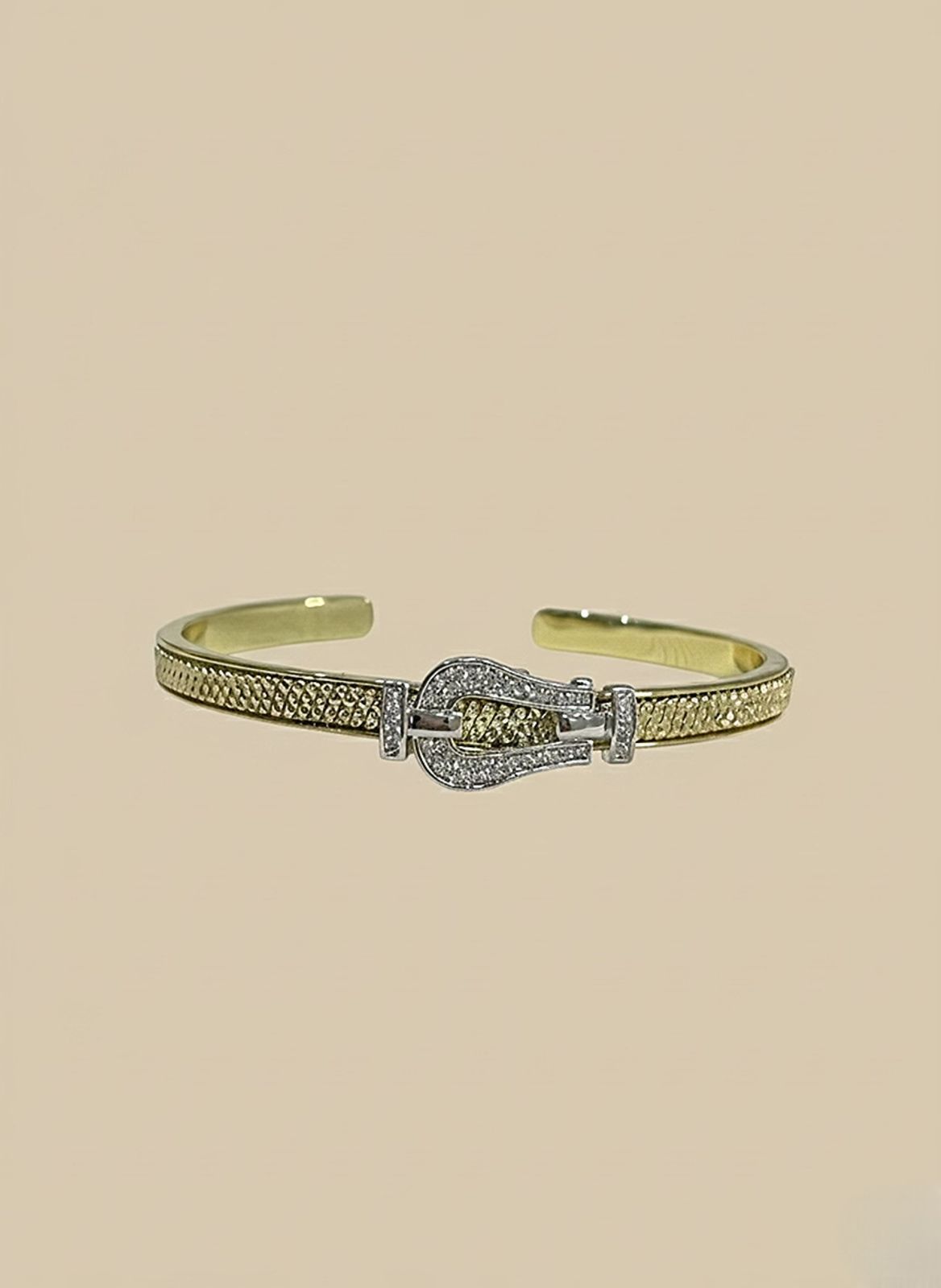 Crystal Buckle Gold Bangle