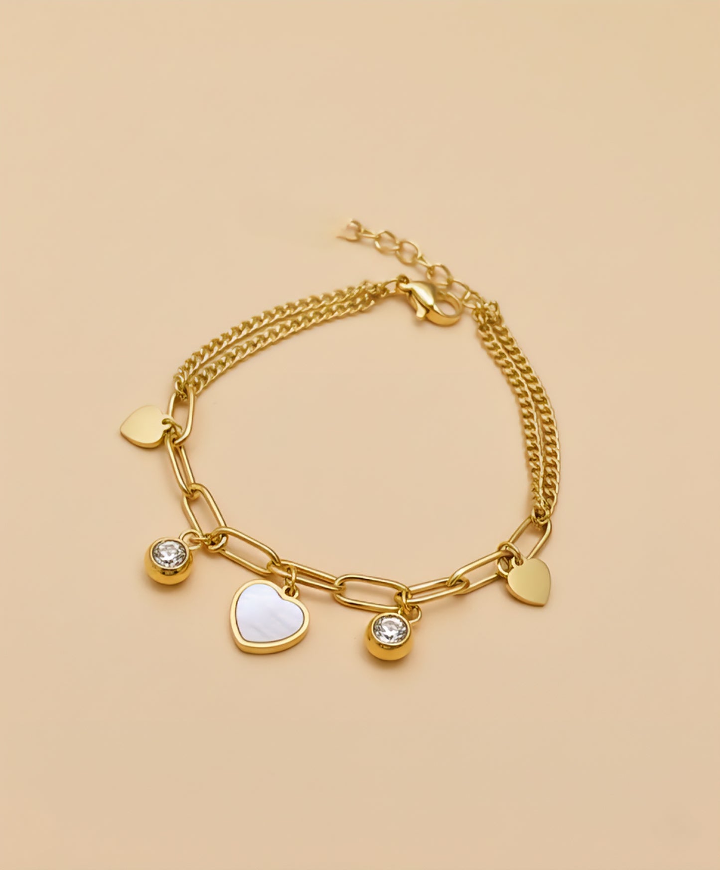 Golden Heart Charm Bracelet