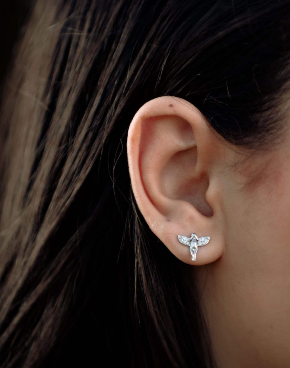 Pure Silver Angel Wing Studs