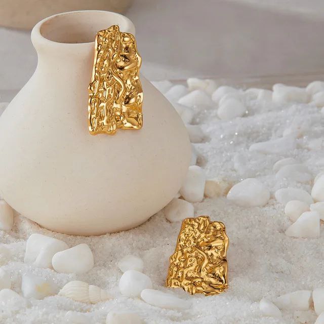Golden Rock Statement Earrings