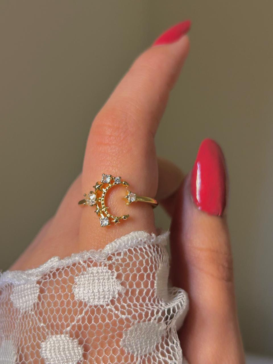 Celestial Crescent Moon Ring