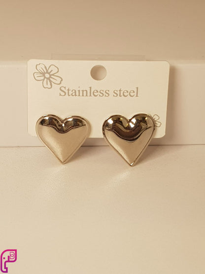 Silver Heart Studs