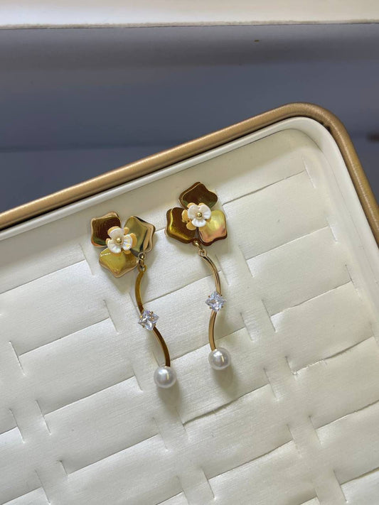 Floral Pearl Drop Earrings