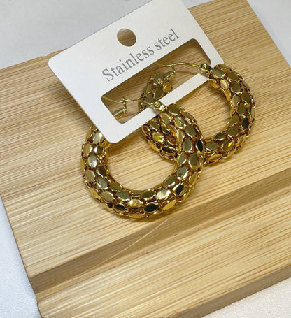 Honeycomb Gold Hoops
