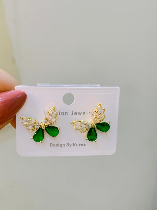 Emerald Butterfly Studs