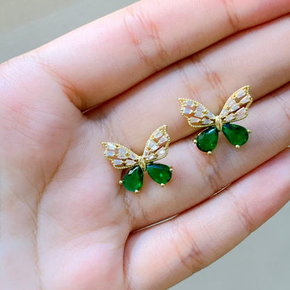 Emerald Butterfly Studs