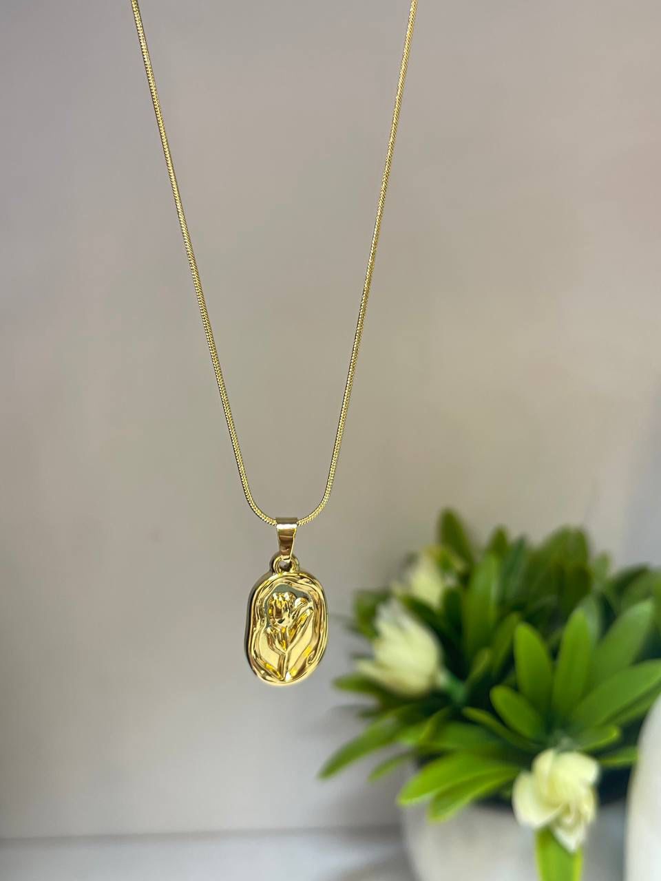 Embossed Rose Necklace