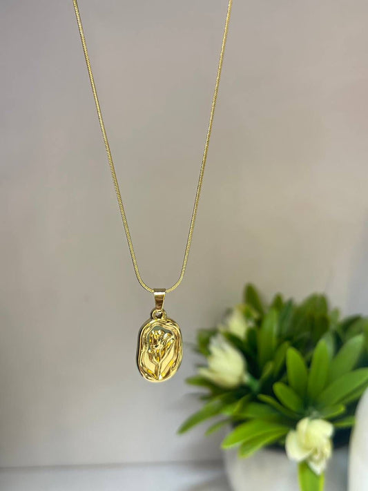 Embossed Rose Necklace