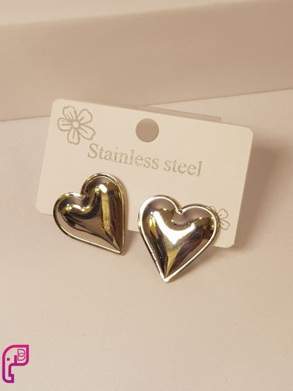 Silver Heart Studs