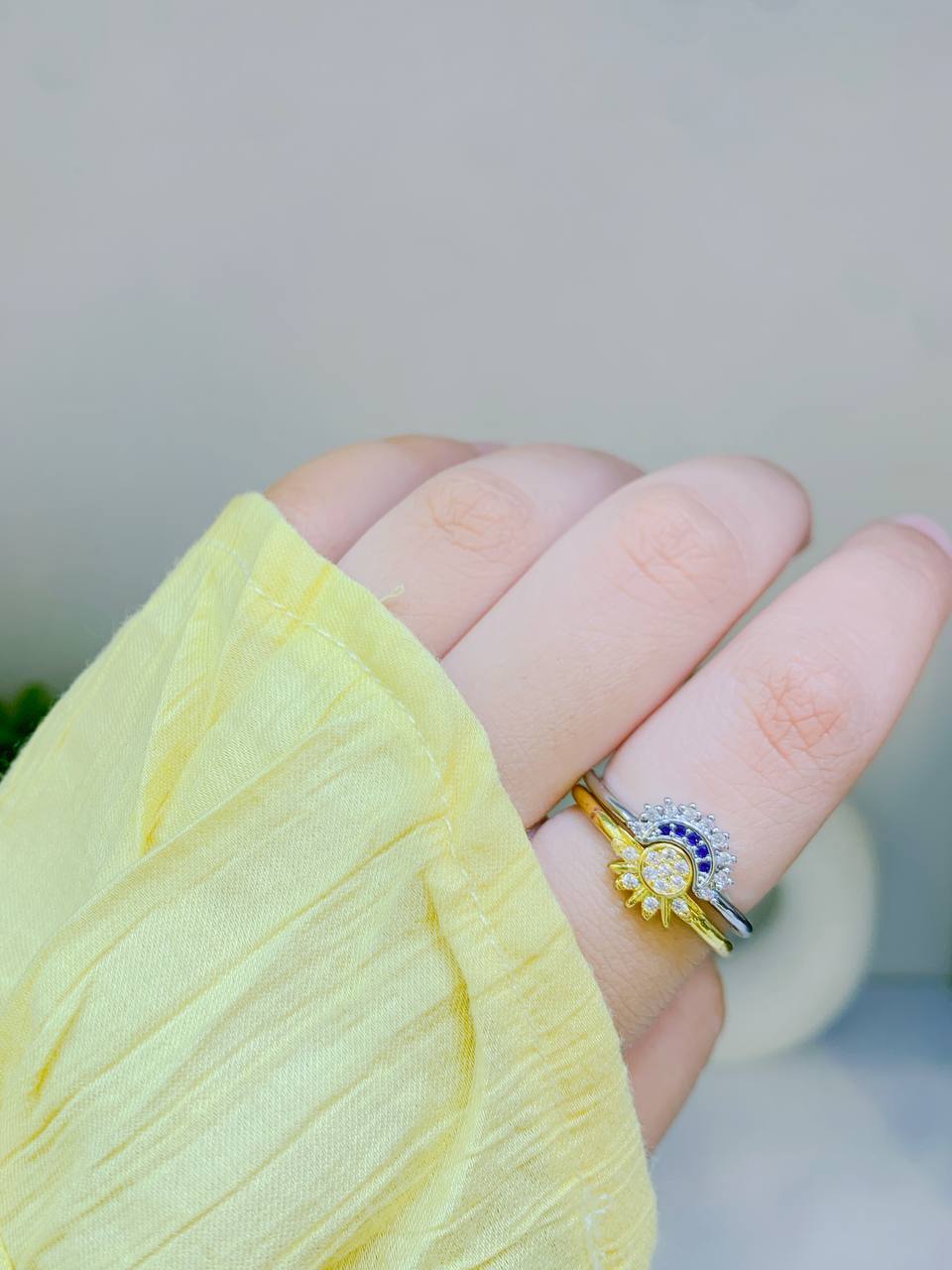 Sunstone & Moonstone Ring Set