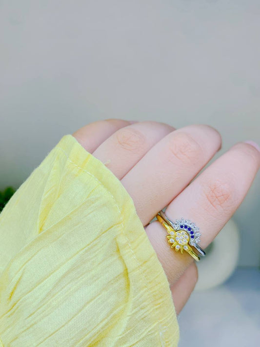 Sunstone & Moonstone Ring Set