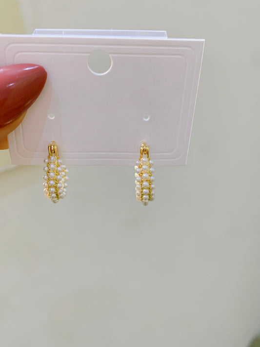 Gilded Pearl Hoops
