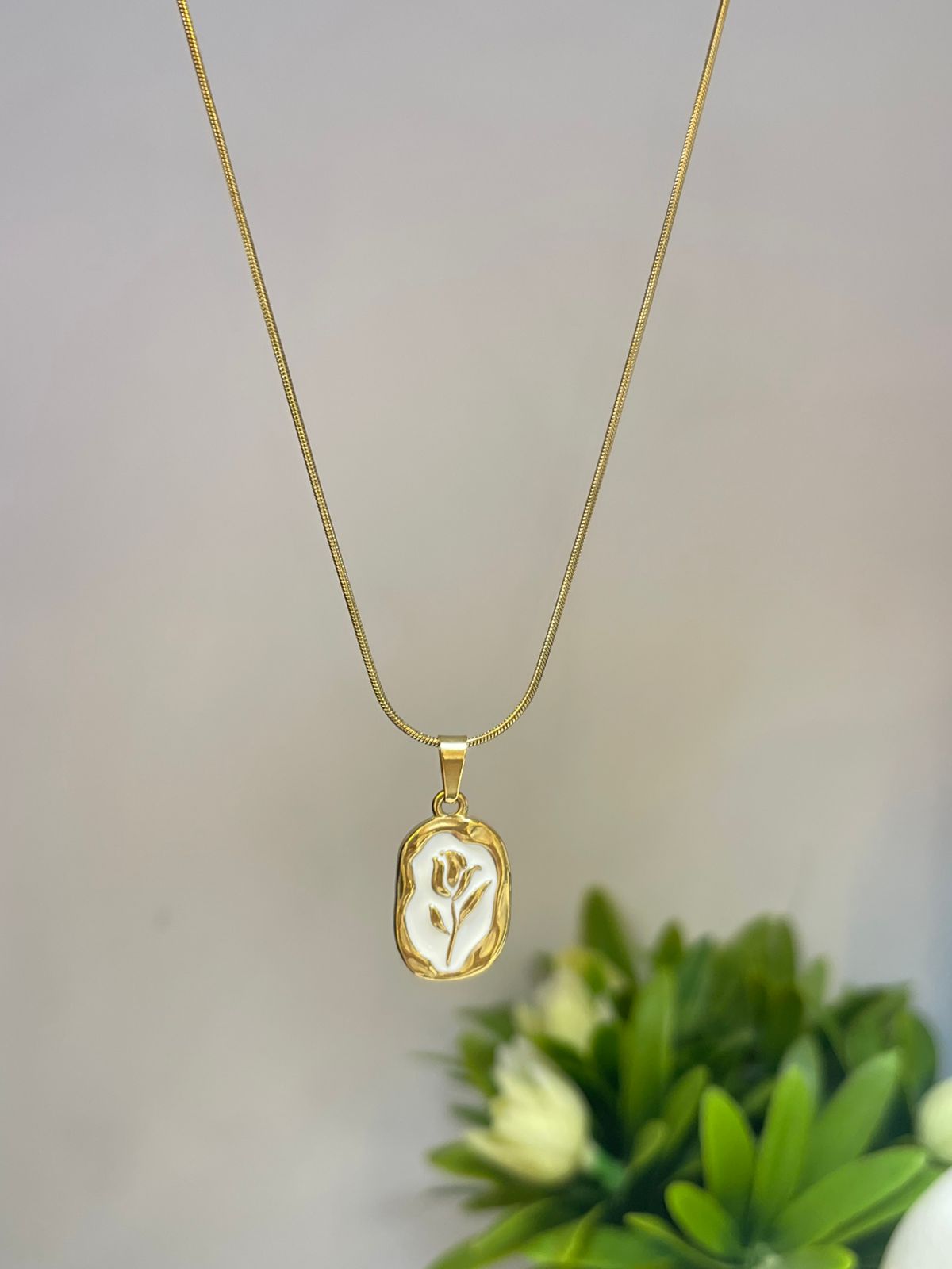 Enamel Rose Necklace