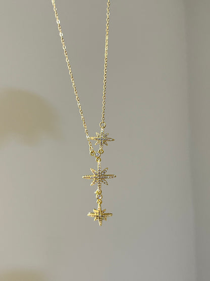 Three Star Drop Necklace