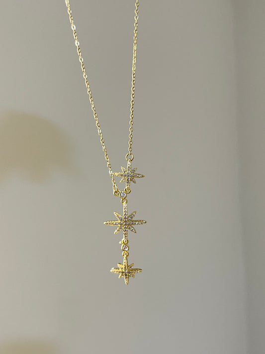 Three Star Drop Necklace
