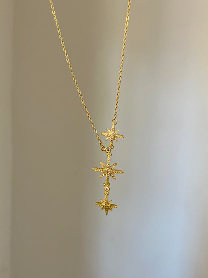 Three Star Drop Necklace