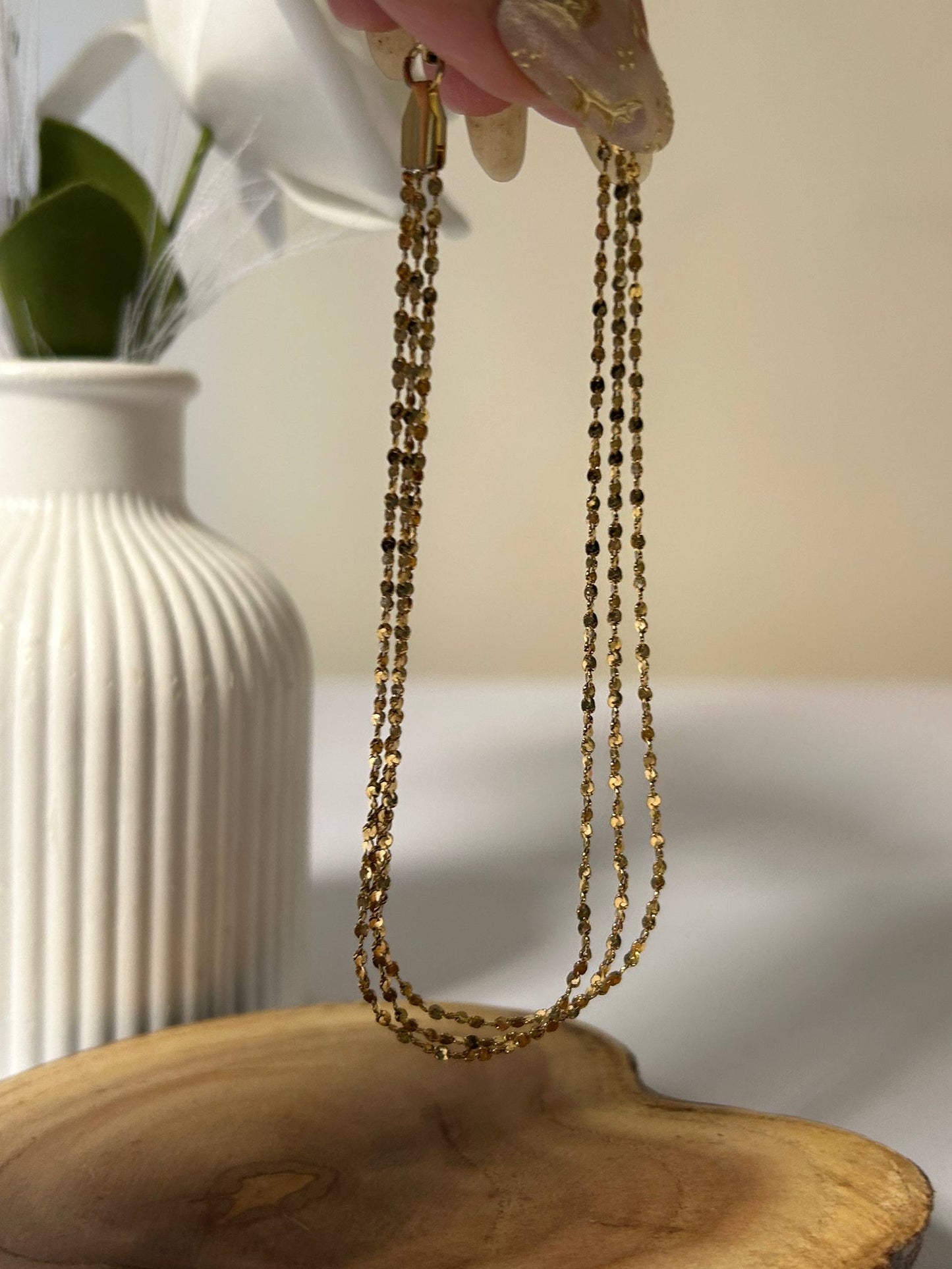 Sparkling Triple-Strand Anklet