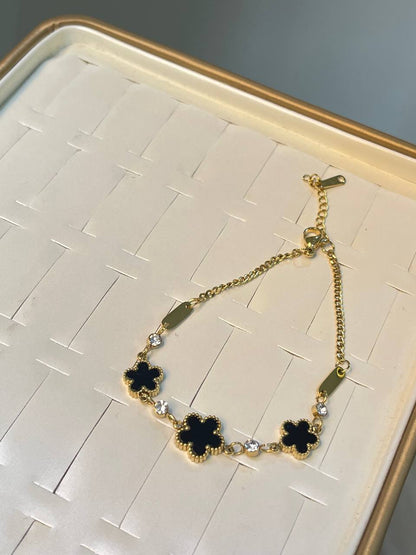 Midnight Clover Crystal Bracelet