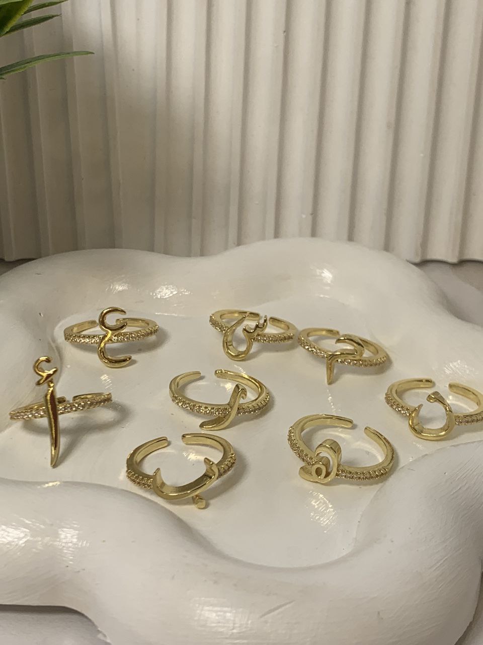 Zircon Arabic Letter Ring