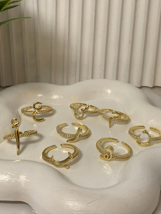 Zircon Arabic Letter Ring