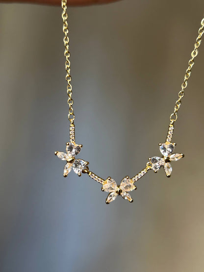 Sparkling Bow Ribbon Necklace