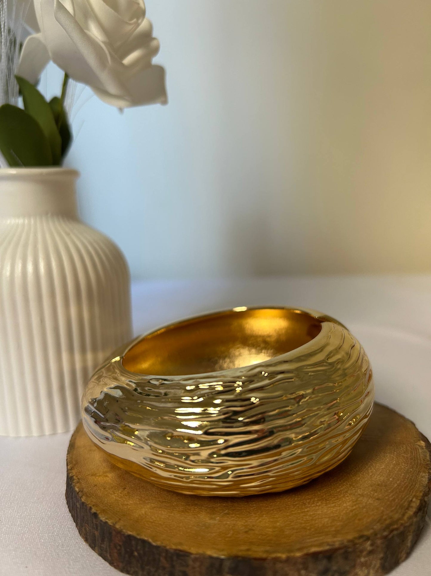 Sculpted Golden Ripple Bangle