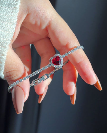 Pink Heart Tennis Bracelet