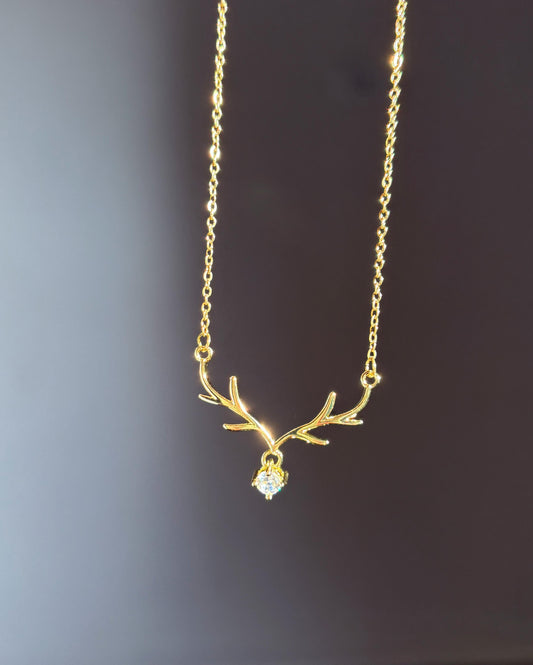 Golden Antler Charm Necklace