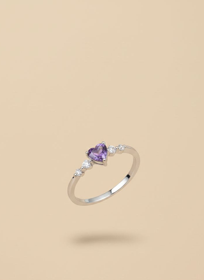 Amethyst Heart Sparkle Ring