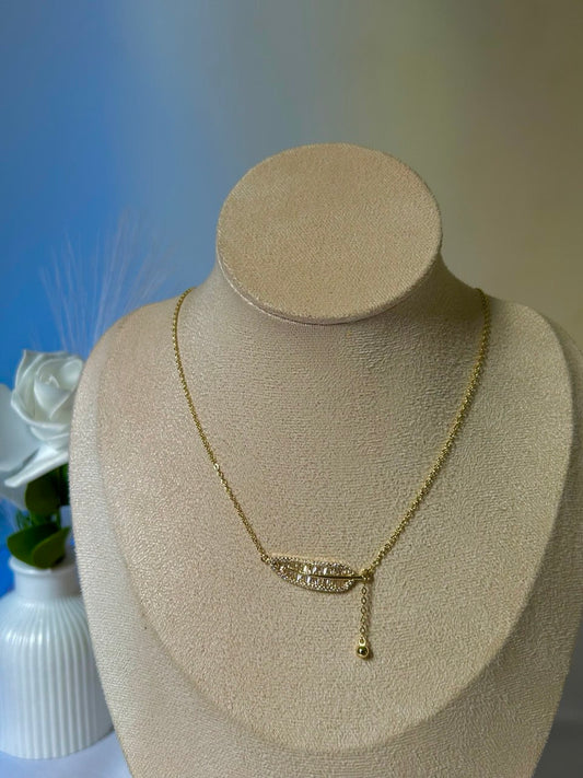 Crystal Pavé Feather Necklace