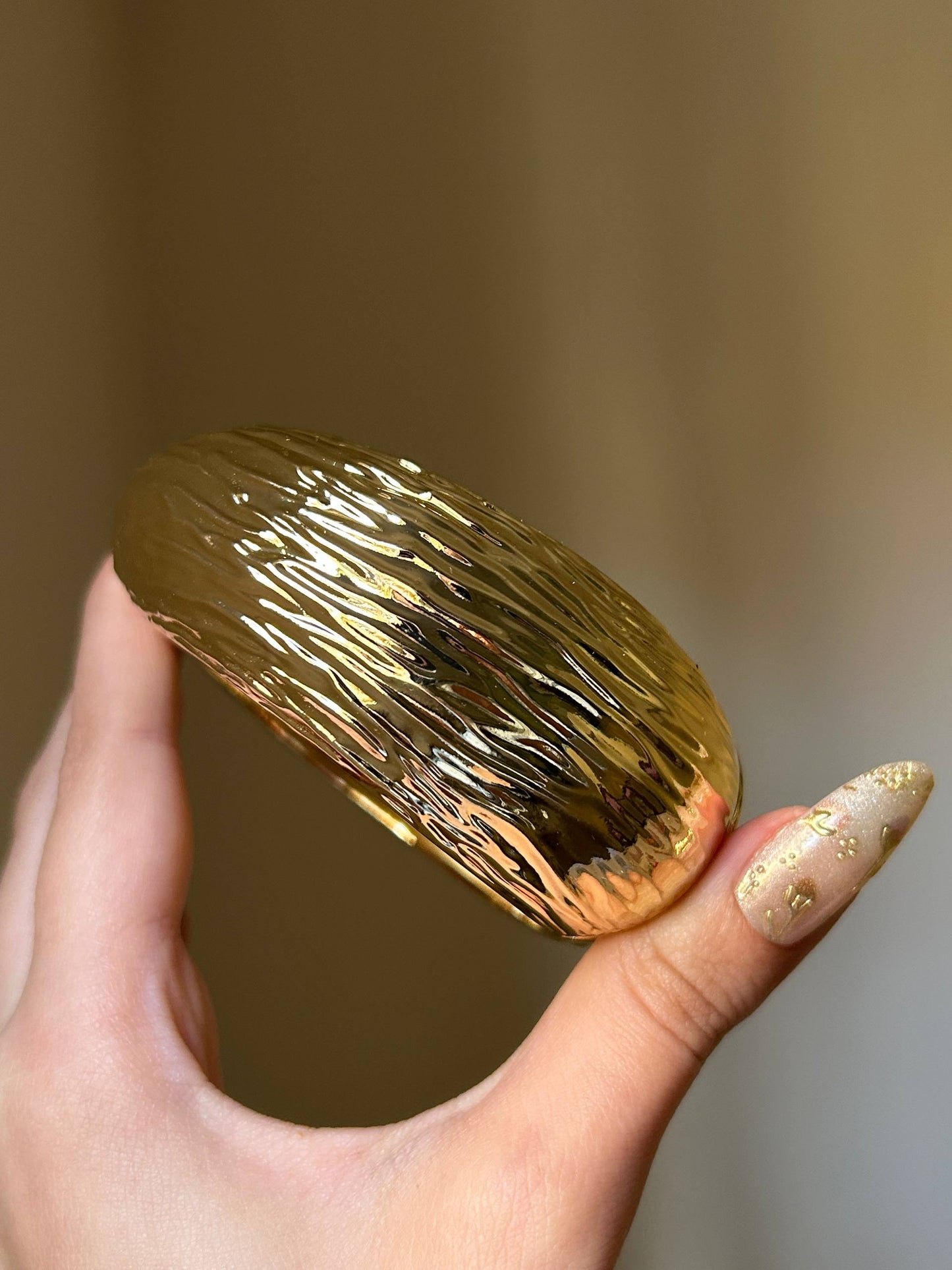 Sculpted Golden Ripple Bangle
