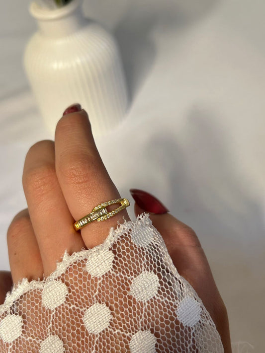 Geometric Elegance Zircon Ring