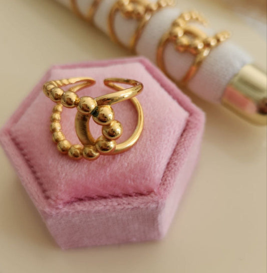 Golden Bead Stack Ring