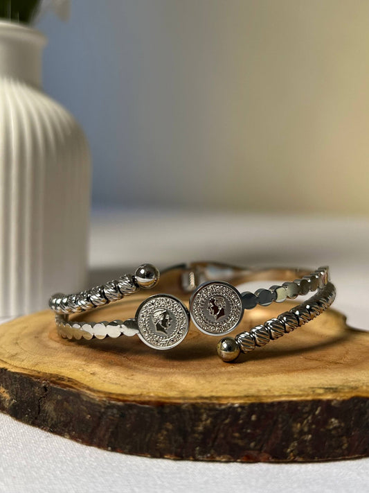 Silver Elizabeth Coin Bangle