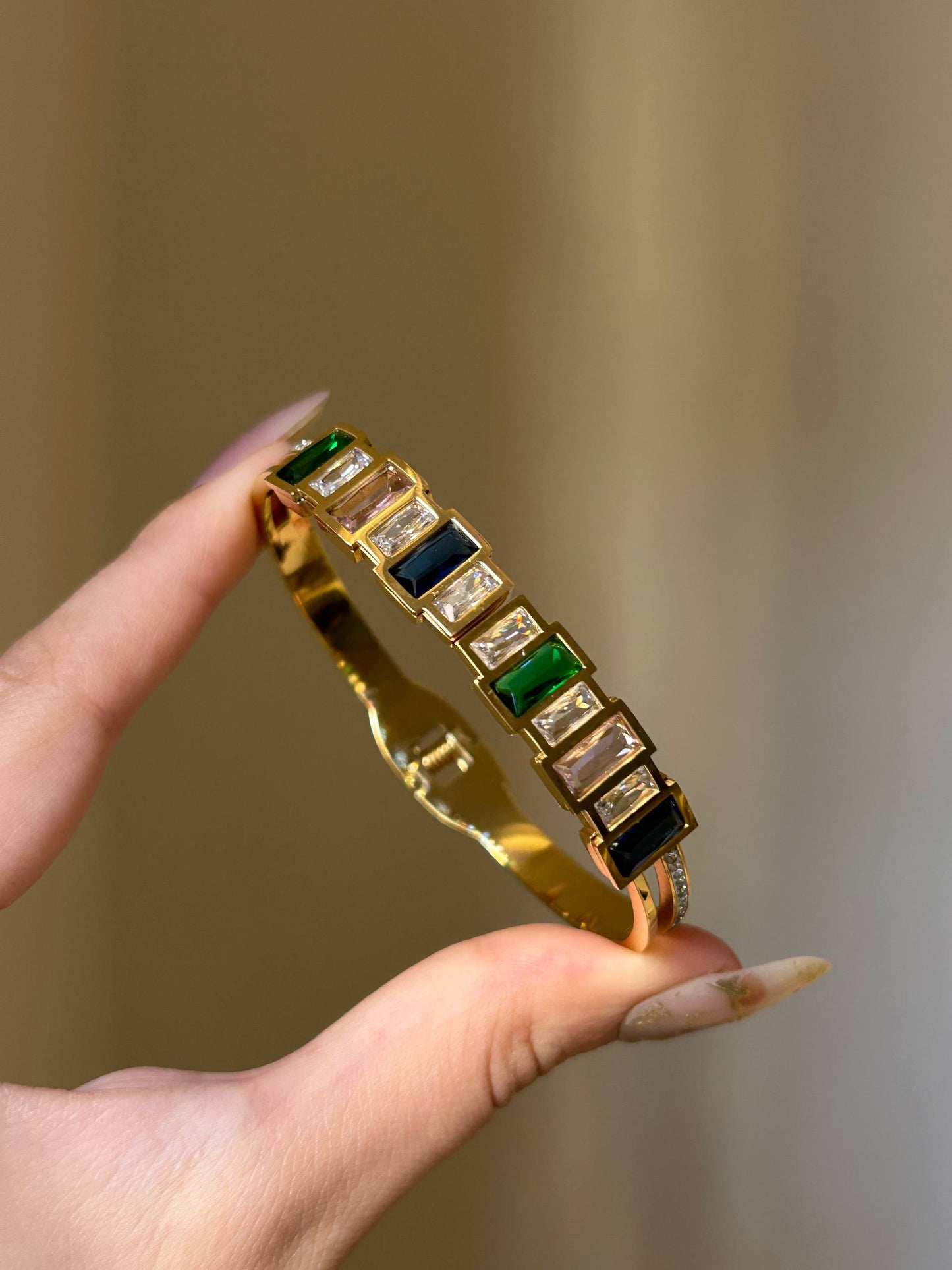 Vibrant Mosaic Baguette Bangle